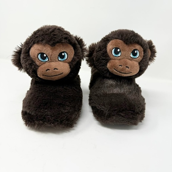 Build a Bear Workshop Brown Blue Eyed Monkey Child Slippers Youth Size XL (3-4) - Picture 1 of 15